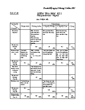 Kiểm tra học kì I Toán 9 (Tiết 47-48)